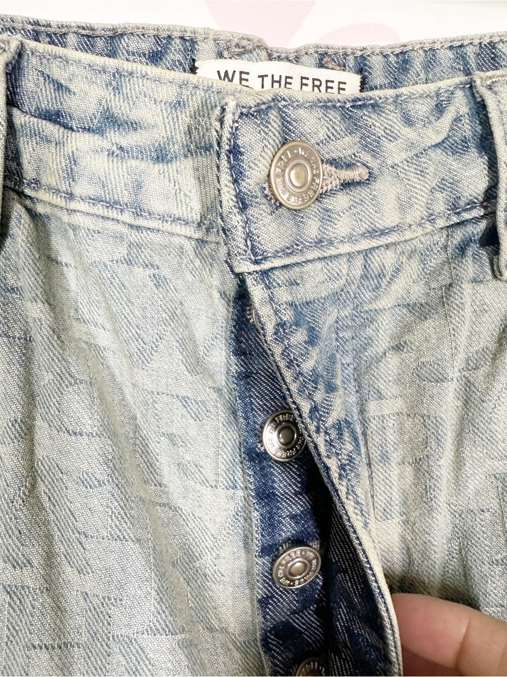 NEW Free People We The Free Deep Trance Jacquard Letter Boyfriend Denim Jeans 27 - Picture 9 of 15
